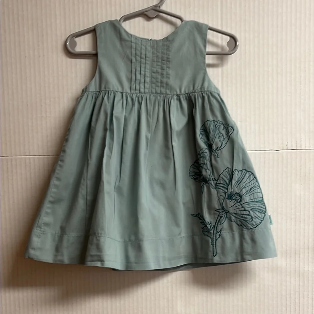 DKNY Kids Green Dress with Floral Embroidery Size 12M - Picture 1 of 10